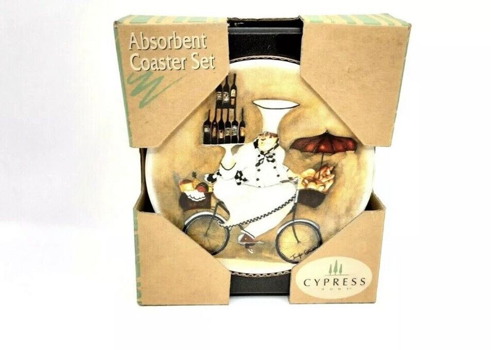 Coasters Wine Peddlers & Caddy Cypress Home Stone Absorbent Set Of 4
